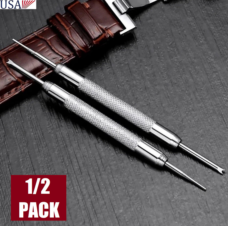2×Silver Repace Steel Watch Band Spring Bar Link Remover Pins Pusher Repair Tool