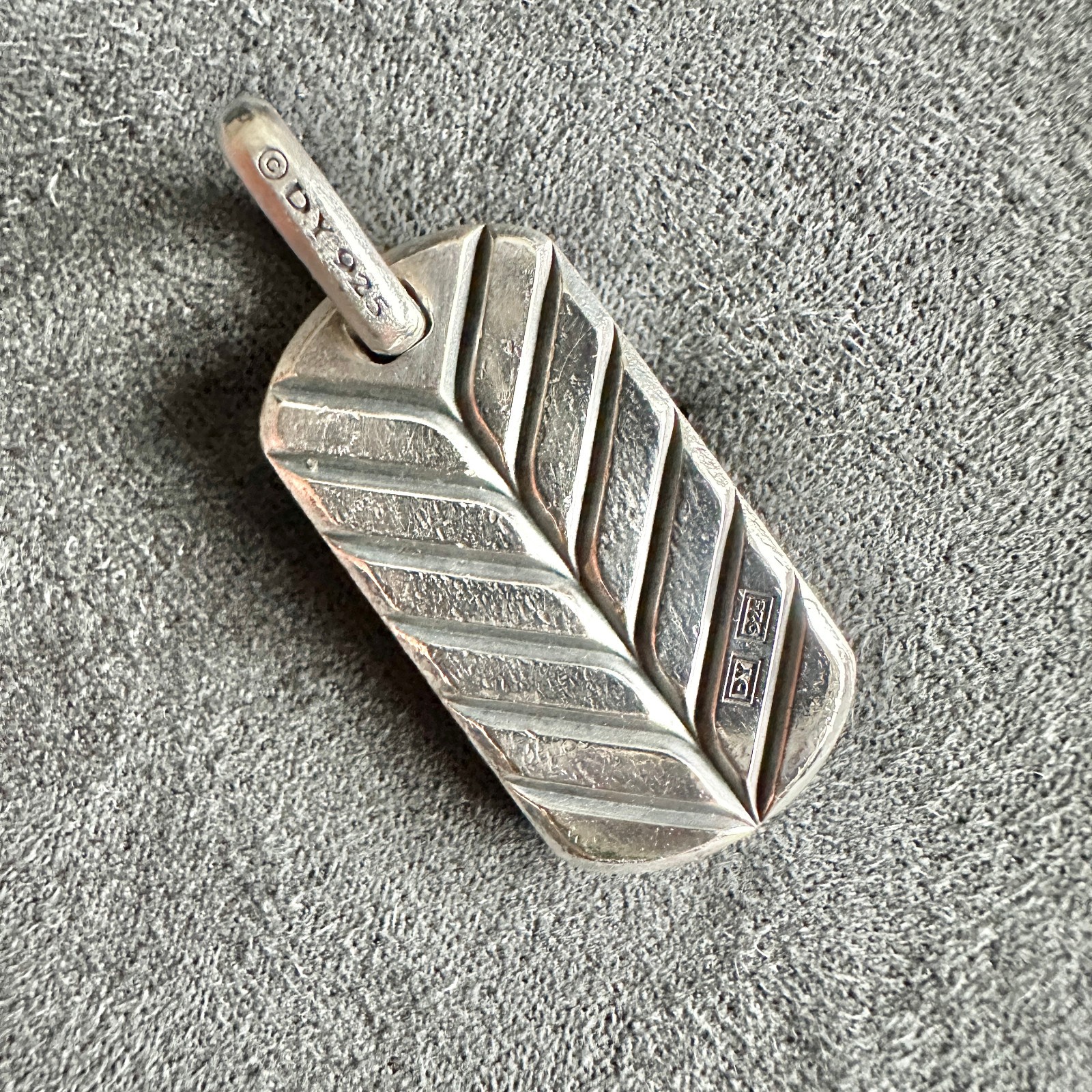 David Yurman Chevron Dog Tag Pendant w/ Tiger’s Eye – 27mm – FREE SHIPPING