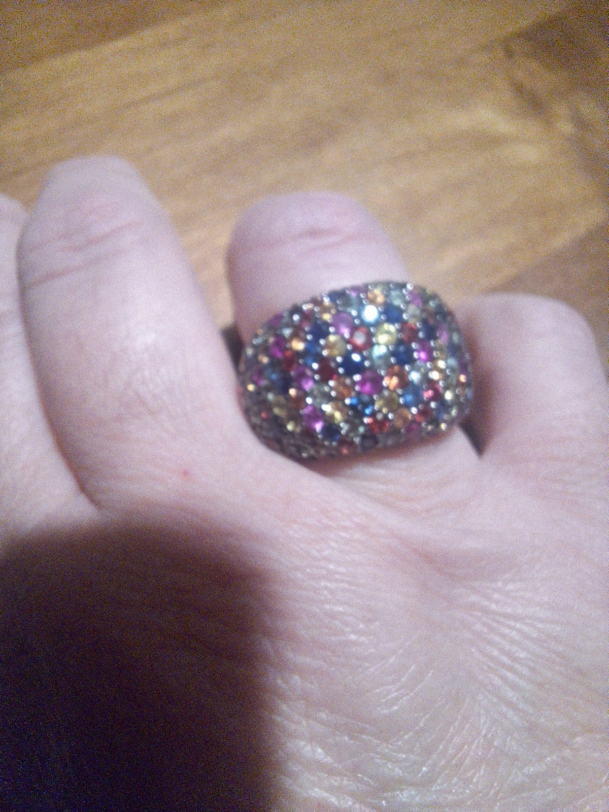 EFFY Splash 925 Sterling Silver Multi-Color Sapphire Pavé Band Ring Size 9