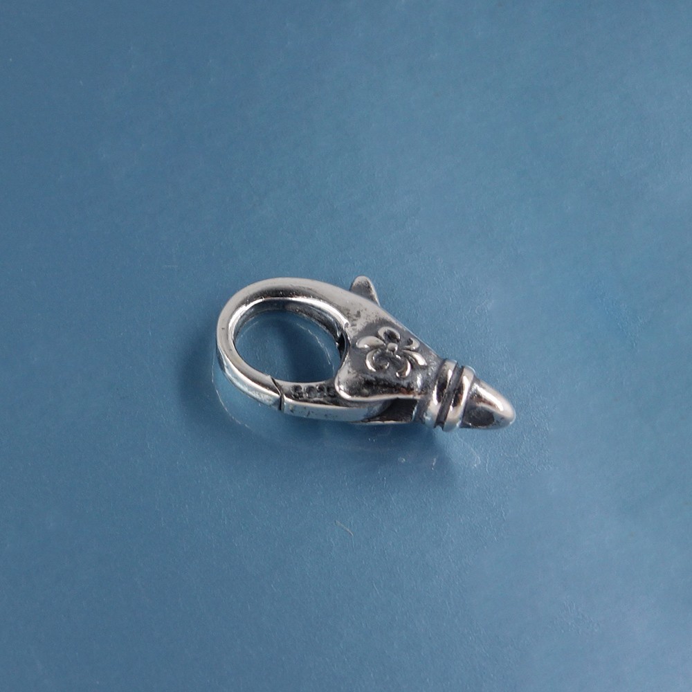 Antiqued Sterling Silver Lily Lobster Claw Clasp Connector 14.2mm #44104