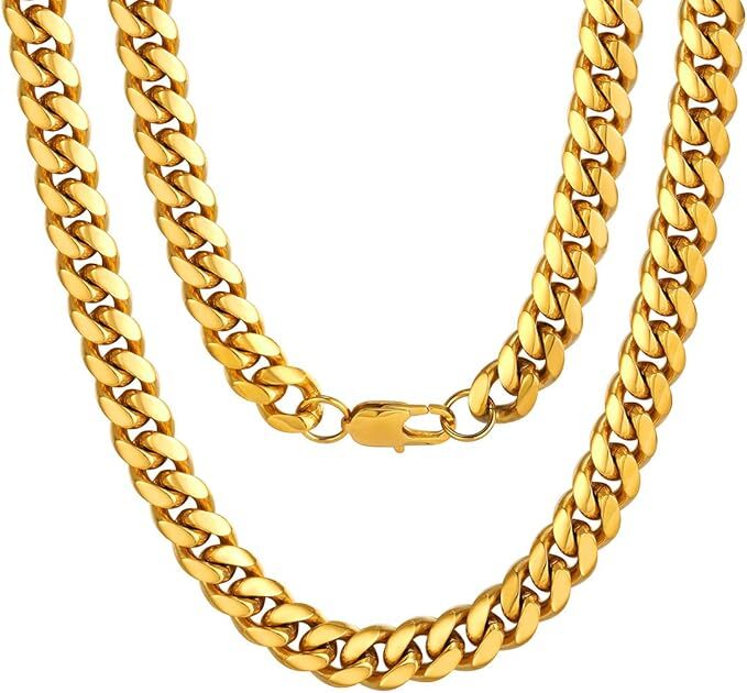 ChainsPro Men Sturdy Cuban Link Chain, 10mm wide 27.5’ long