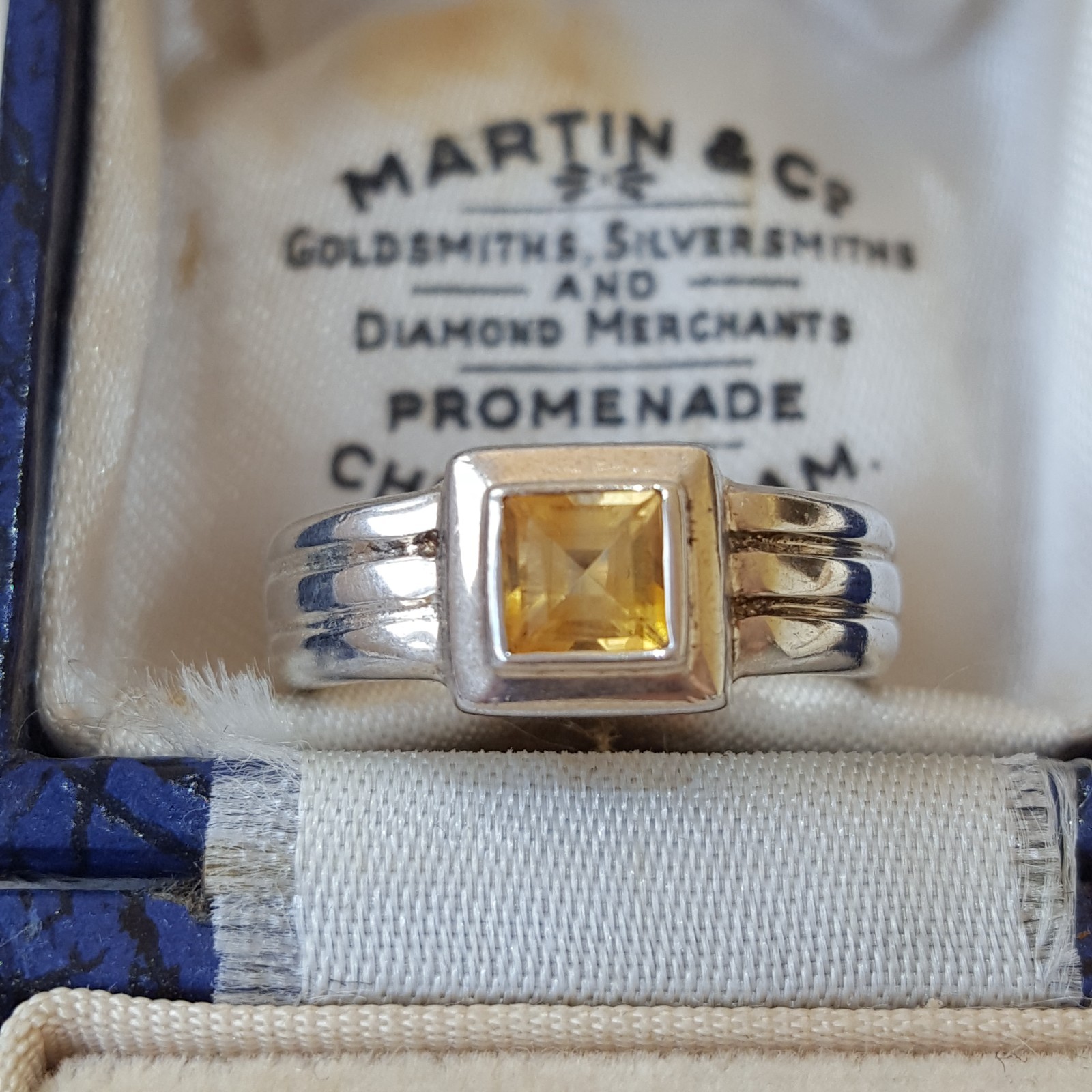 Vintage 925 Sterling Silver Ring, Genuine Citrine Gemstone, Size i.5 US 4.5