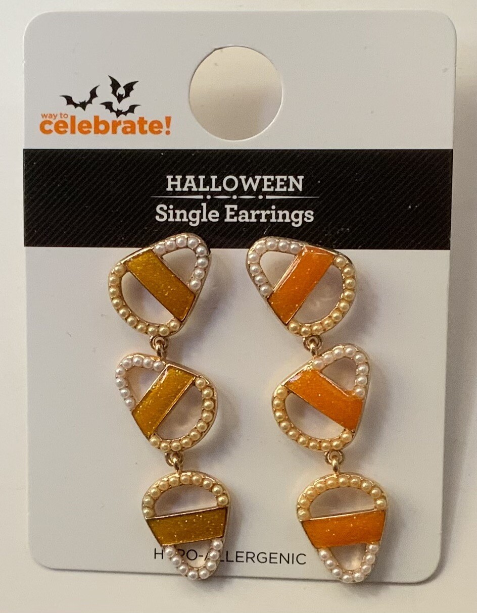 Way to Celebrate Halloween Goldtone Candy Corn Earrings