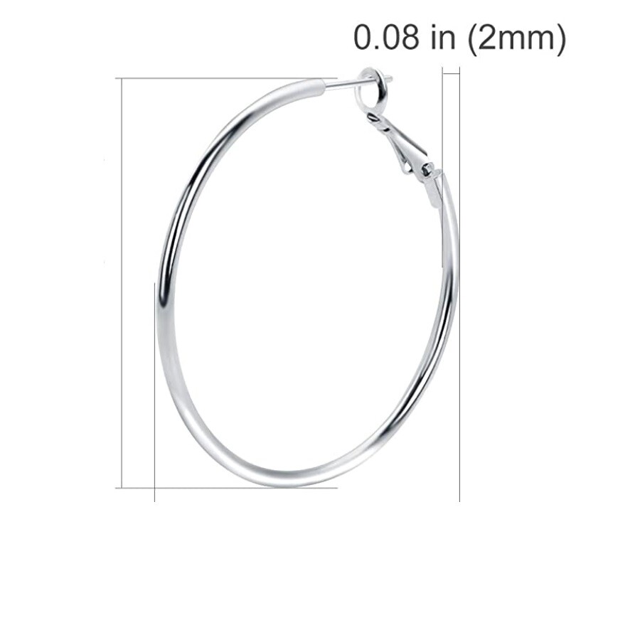 925 Sterling Silver Light-Weight 3.15inch Very Large Thin Tube Hoop Earrings R2F