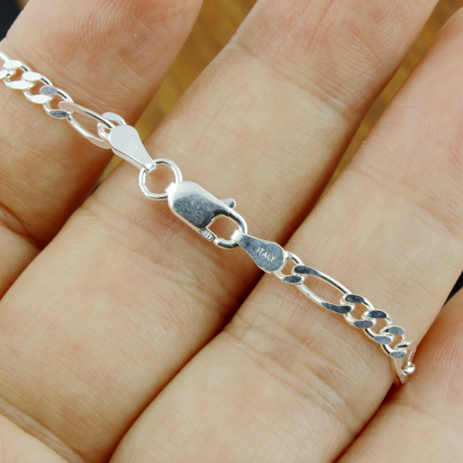Fashion Women / Girl 925 Sterling Silver Flat Figaro Chain Anklet Bracelet 9-10″