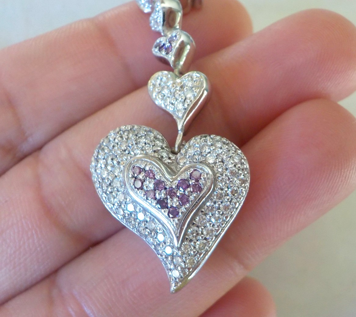 Heavy 18K White Gold Enhancer Diamond Pendant – 13.3 gms, 1.90 in, 0.85 ctw