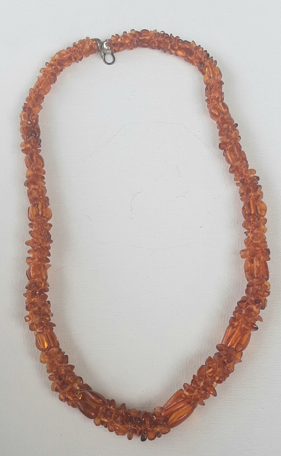 Mine Finds by Jay King Amber Bead Woven Necklace Sterling Silver Hook 26″