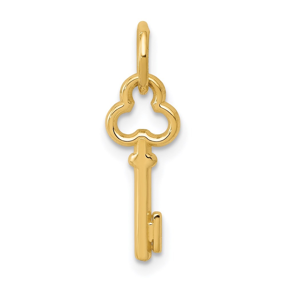 Real 14K Yellow Gold Key Letter I Initial Charm Pendant; 0.3 g; Length: 15.53 mm