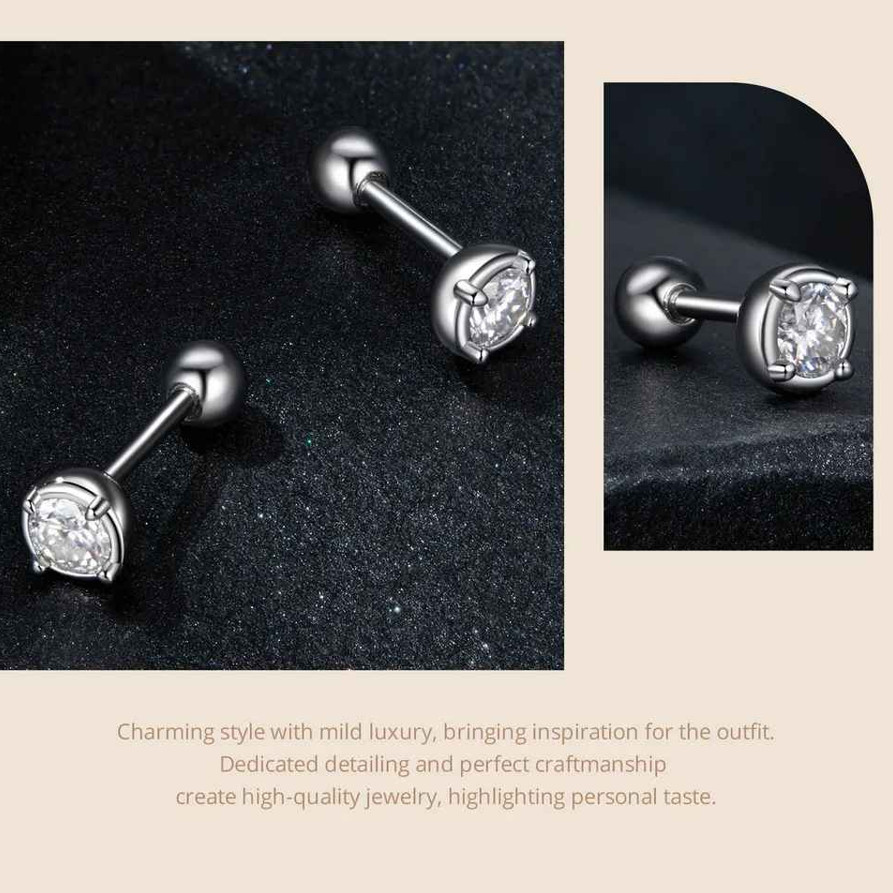 925 Sterling Silver Classical Round 0.1 CT moissanite Stud Earrings For Women