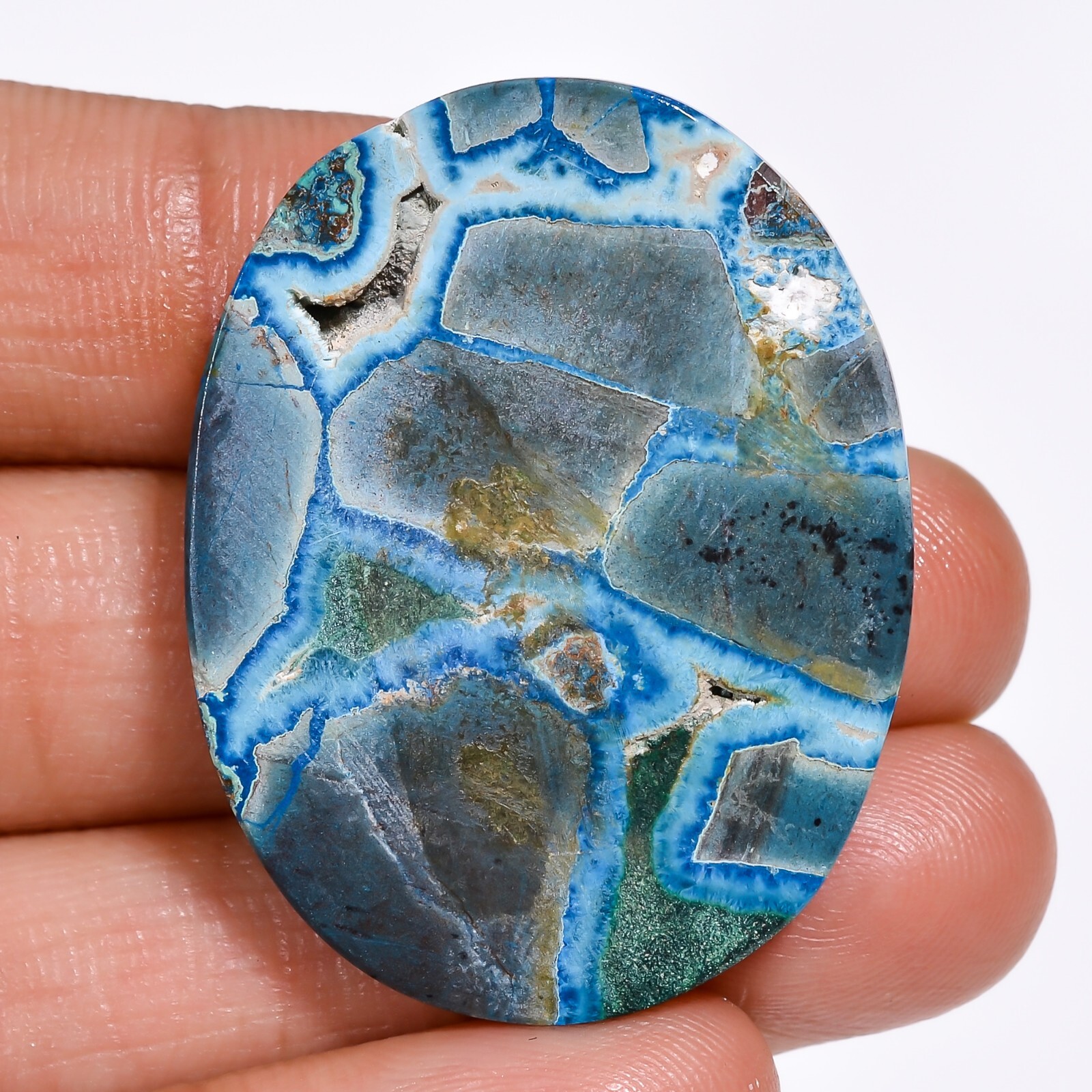 100% Natural Shattuckite OVAL Shape Cabochon Loose Gemstone 46.55 Cts 27x35x4 mm
