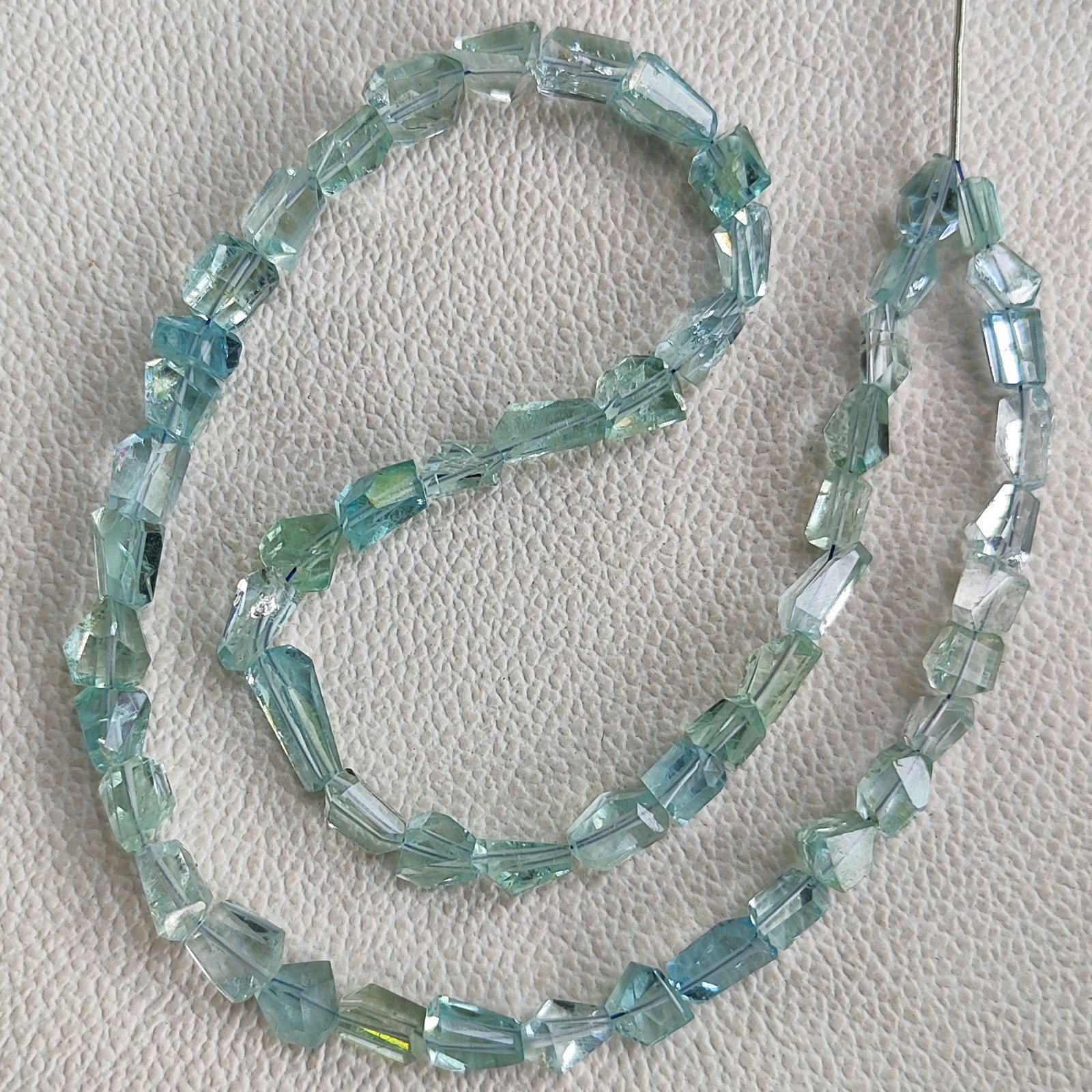 8-9mm Natural Aquamarine Faceted Nugget Beads 17″ Strand Brazil Gemstones