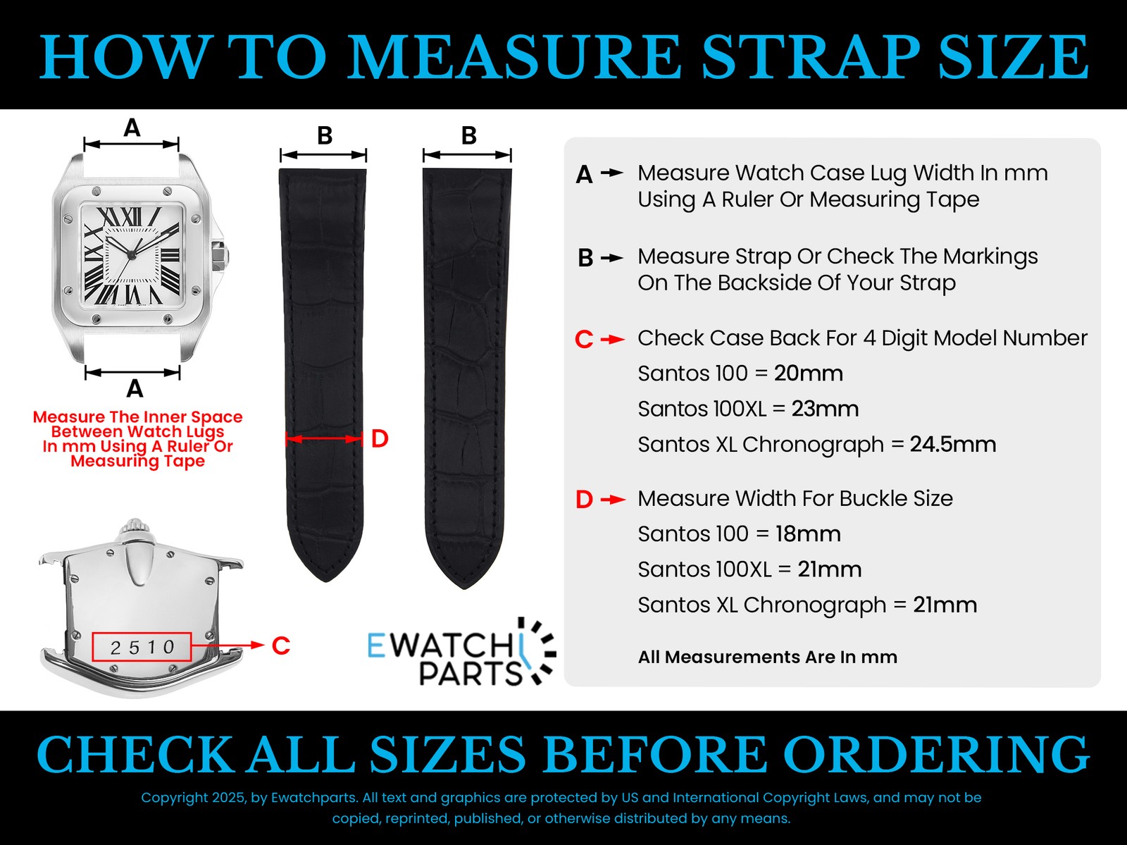 19MM – 20MM LEATHER WATCH BAND STRAP FOR CARTIER ROADSTER QUICK RELEASE