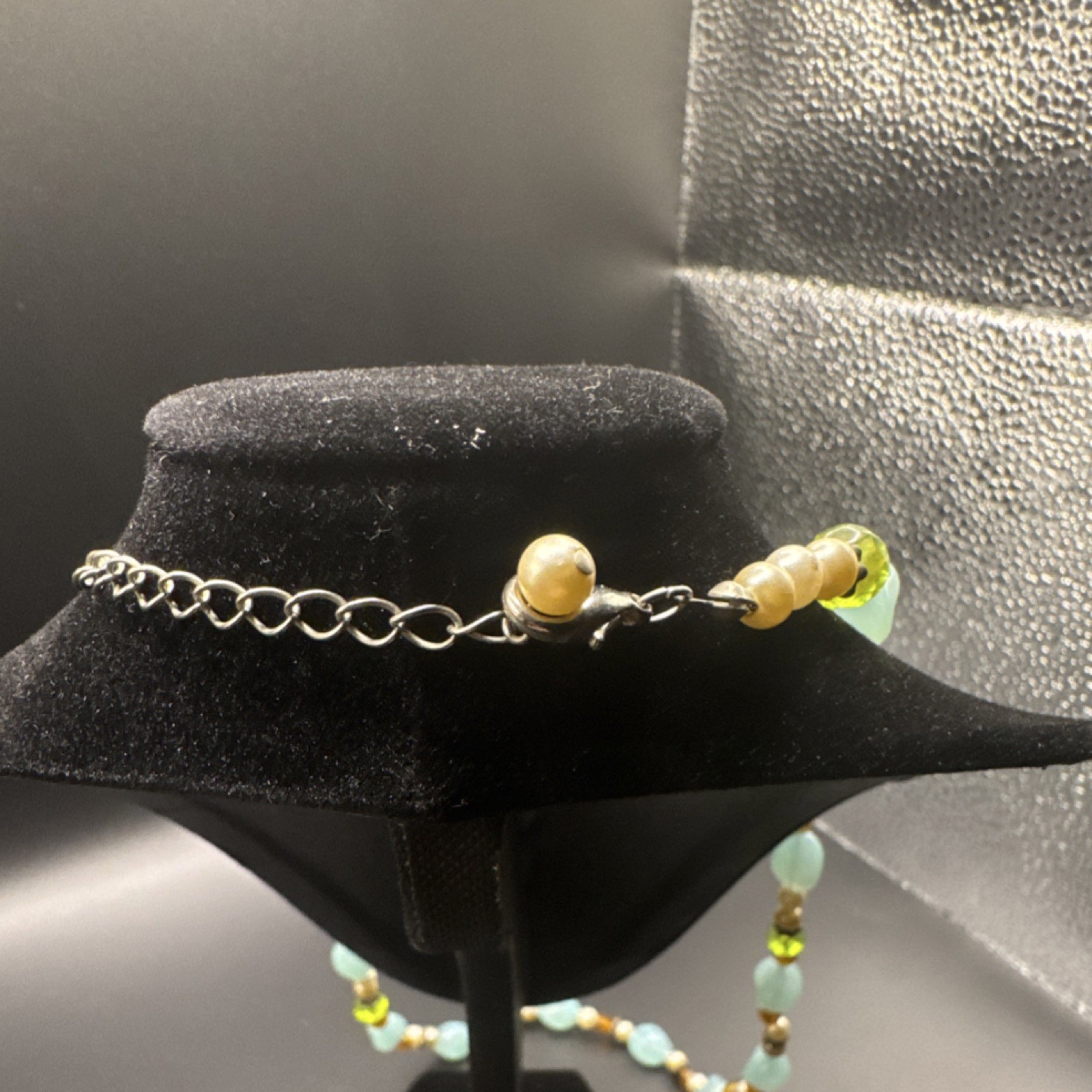 Beaded Blue Brown Green Adjustable Cable Chain Necklace
