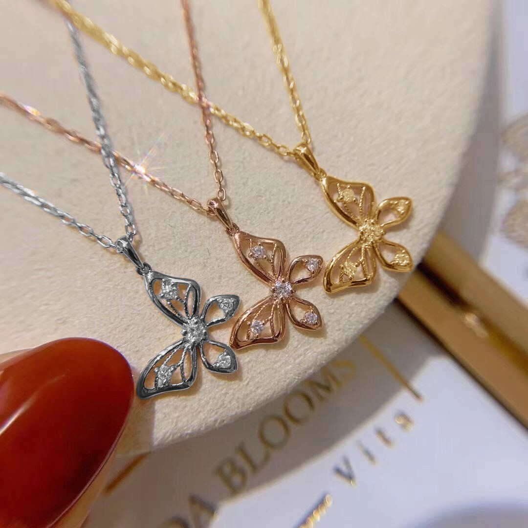 2 CT Simulated Diamond Valentine Gifts Necklace Silver Plated Butterfly Pendant