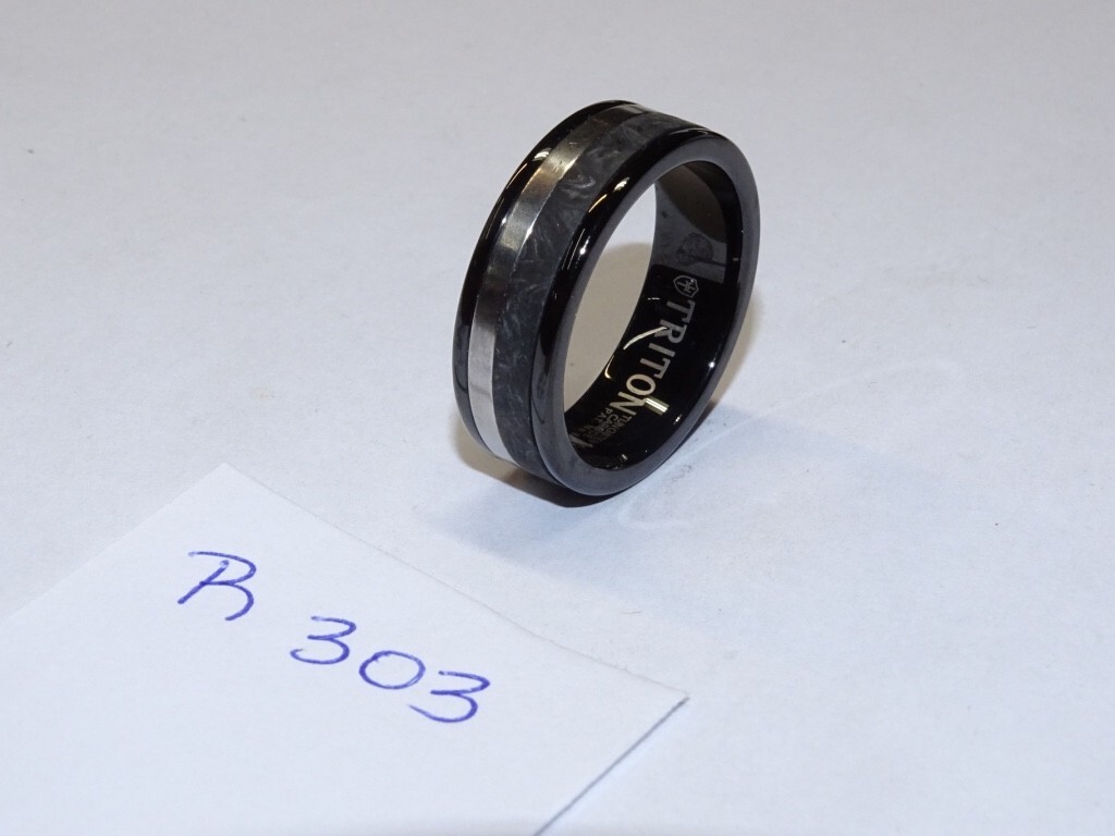 Triton Tungsten Carbide Wedding Ring 8mm Size 10 Black w/Grey Center #R303