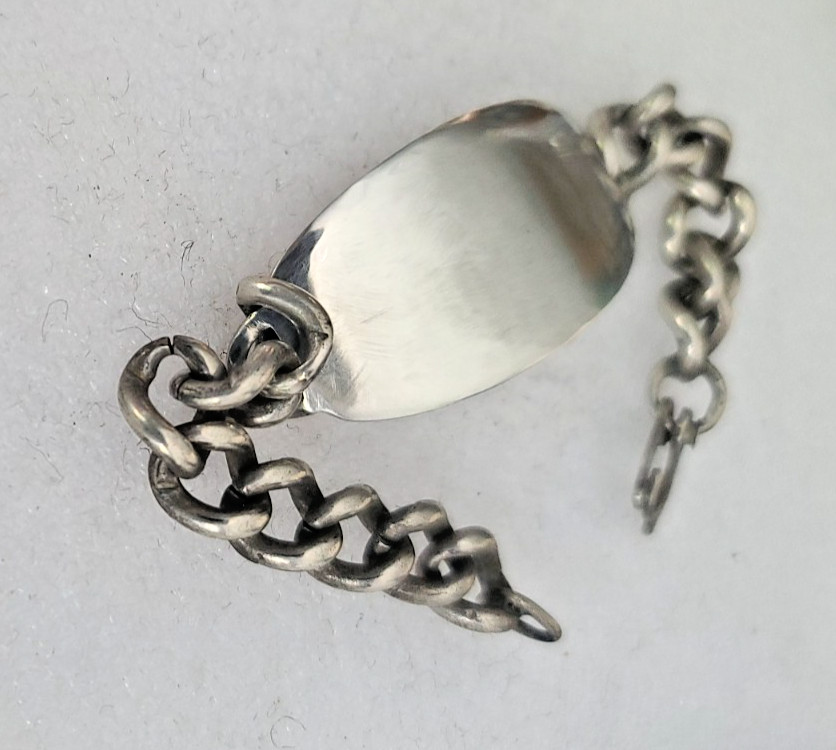 Hefty Vintage 7 3/4″ Cuban Link ID Sterling Silver Bracelet Scissor Clasp 43.5g