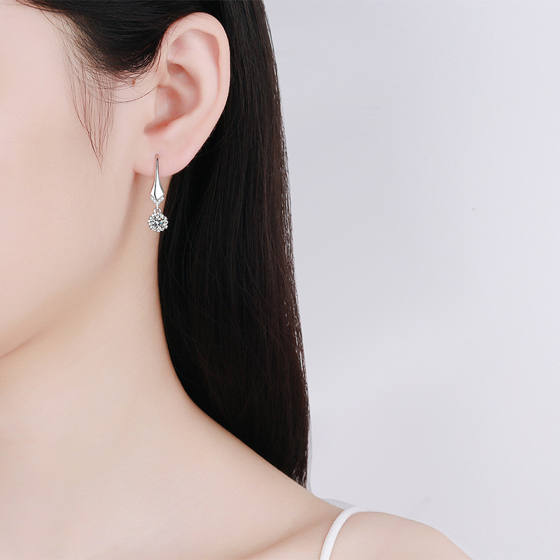 925 Silver Plated Women’s Elegant Zircon Pendant Earrings Fashion Jewelry Gift