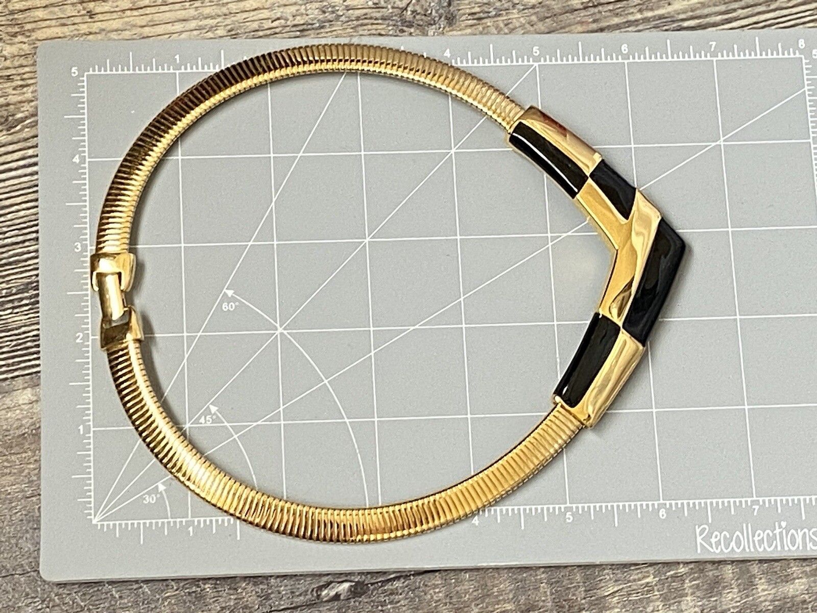 Vintage NAPIER Chunky 80s Black & Gold Tone Necklace Red Version is a BOOK PIECE
