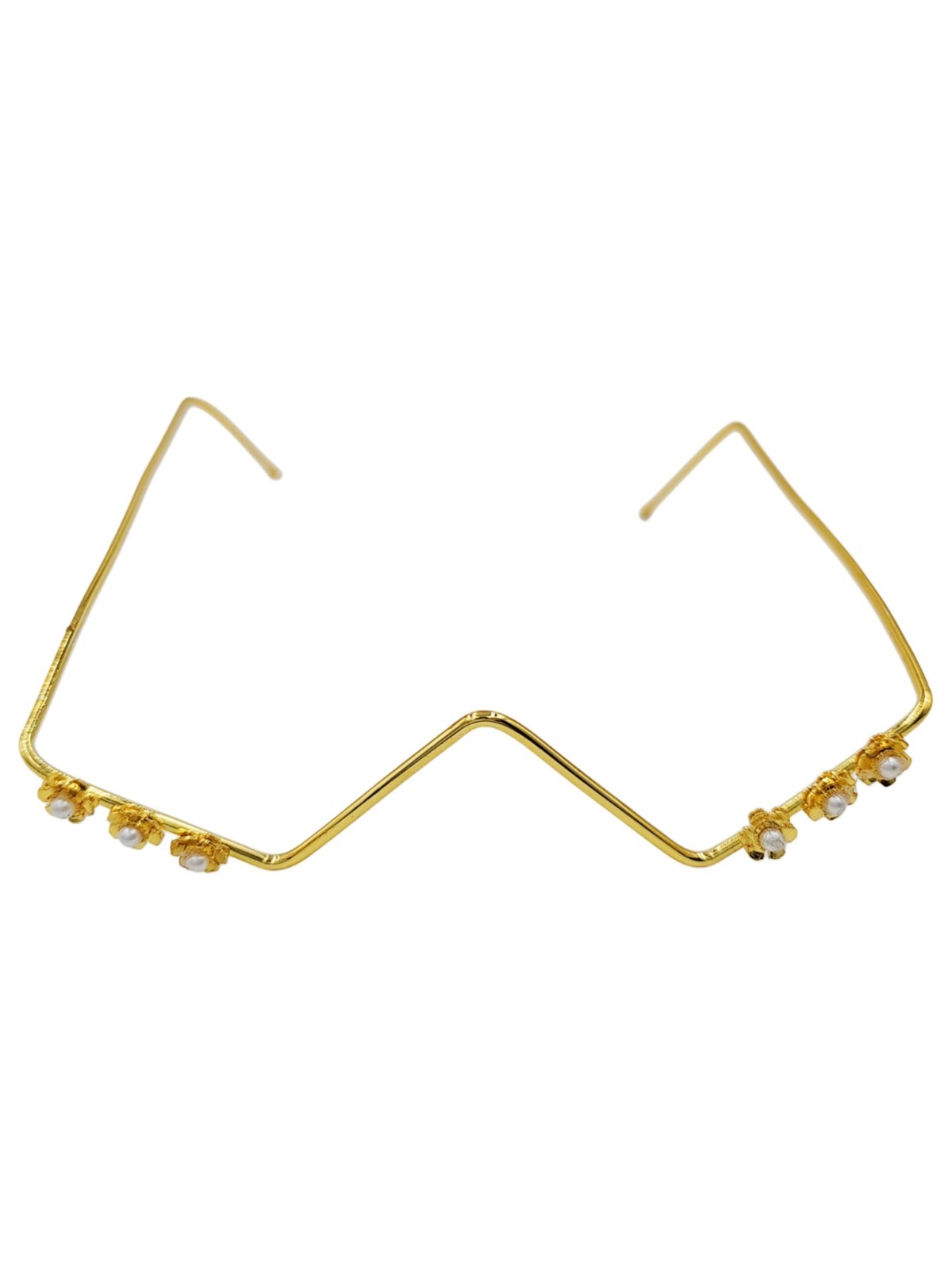 Gold Wire Pearl Wave Face Jewelry Handmade Boho Statement Eye Accessory Facelet