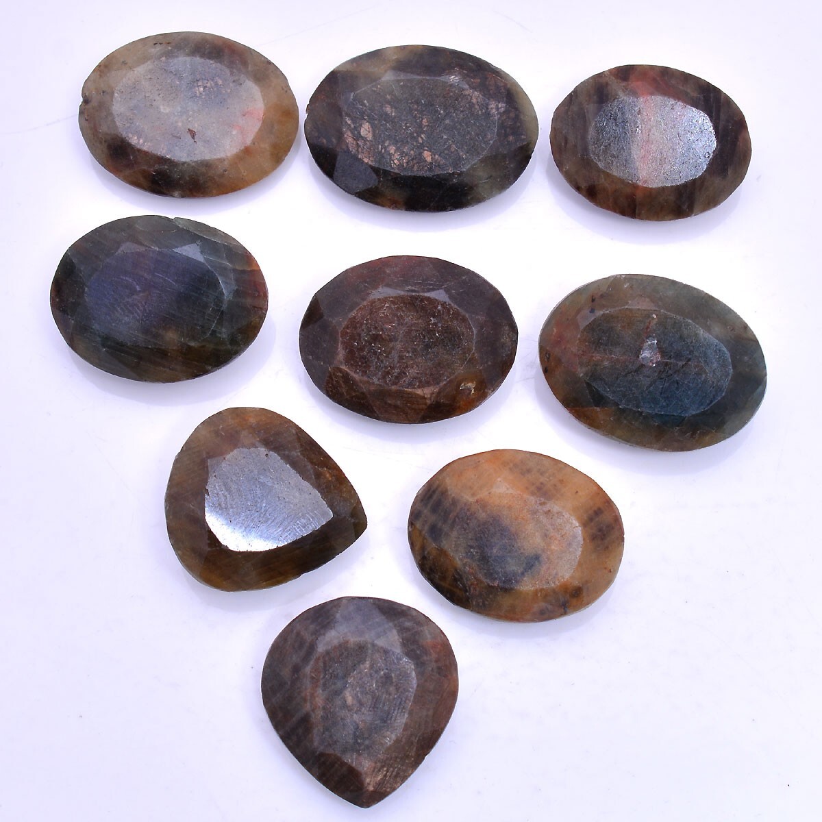 9 Pcs Natural Sapphire Untreated 25mm-29mm Faceted Cut Gemstones Wholesale Lot