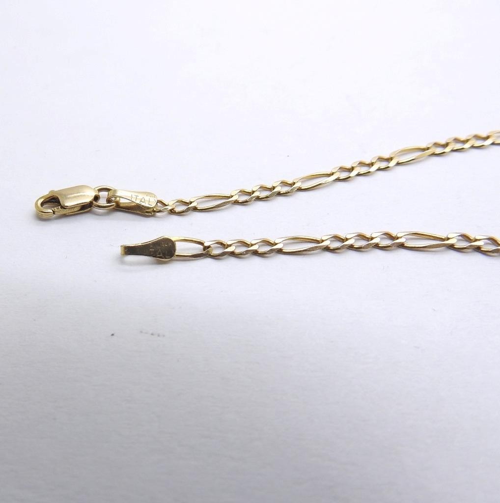14K Solid Yellow Gold Figaro link Chain Necklace 18.5″ inch 4 Grams 2.50 mm