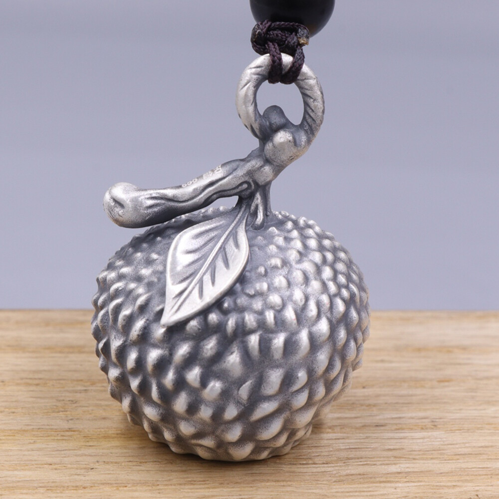 Pure S999 Fine Silver 999 Handmade Lucky Cherry Pot Pendant 25-26g 37*27mm