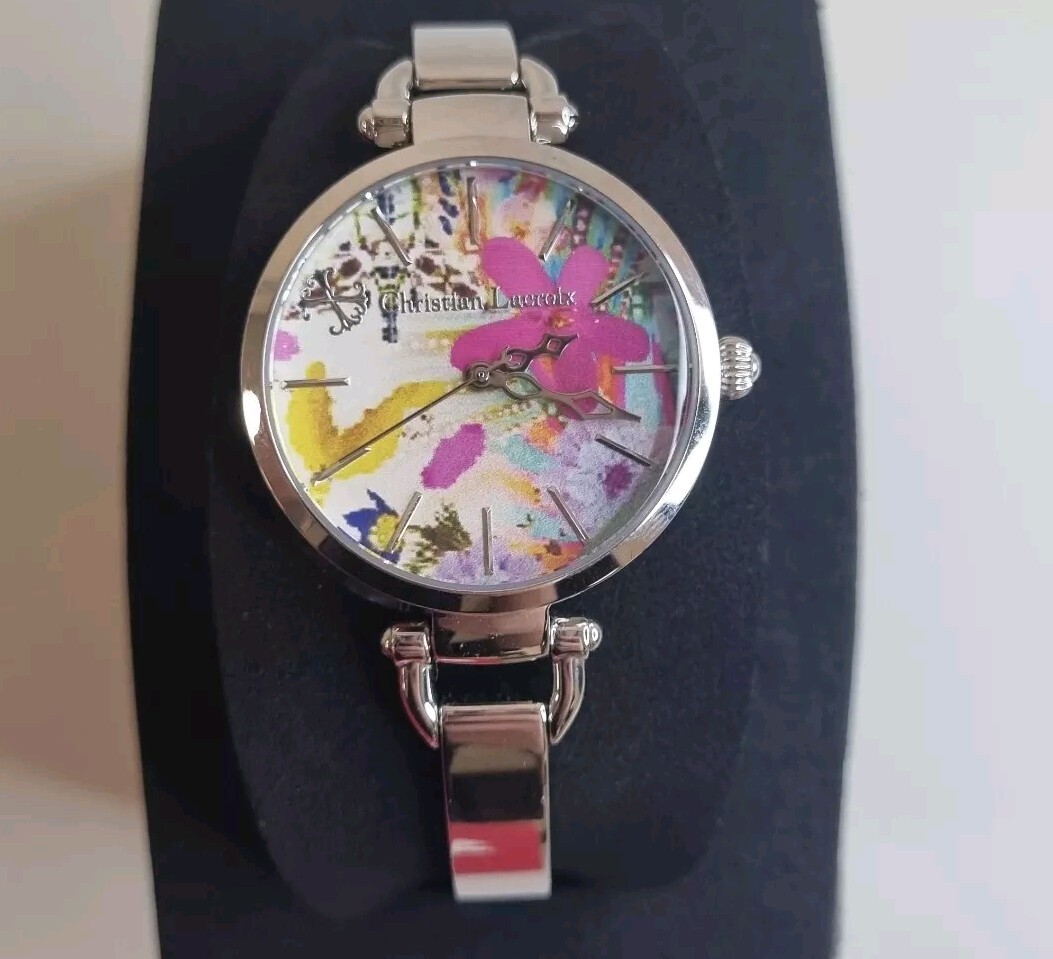 Christian Lacroix Silver Abstract Floral Ladies Watch New Old Stock N°8008410