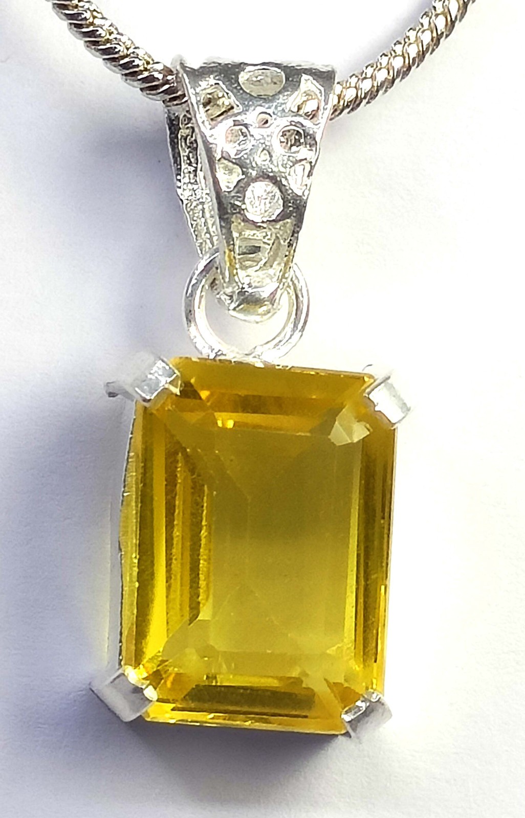 Natural Yellow Sapphire 25.20 Ct Emeald Shape Pendant 925 Silver EGL Gems 6JHB