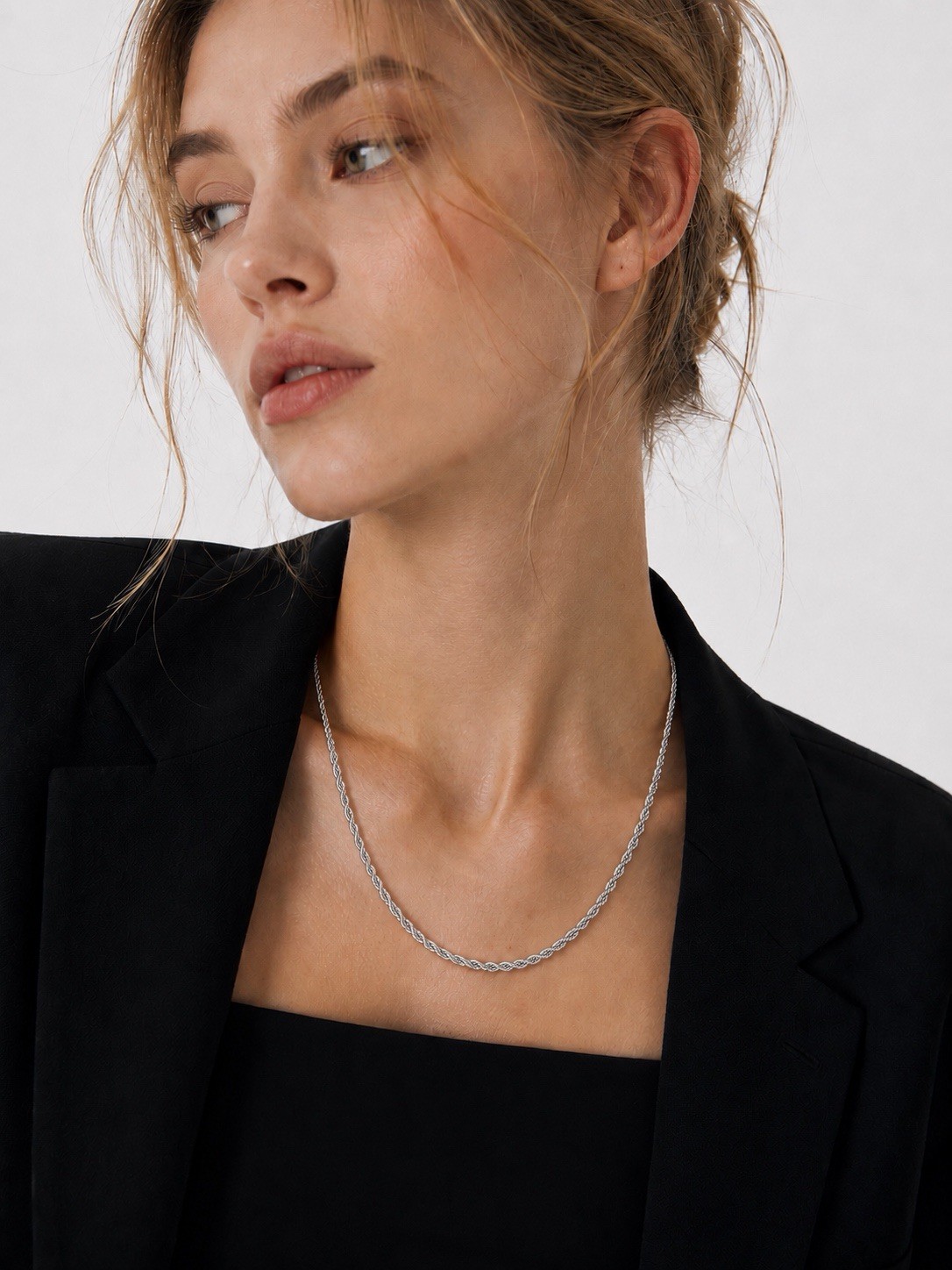 Gold or Silver Stainless Steel Twisted Rope Chain Necklace Lobster Clasp