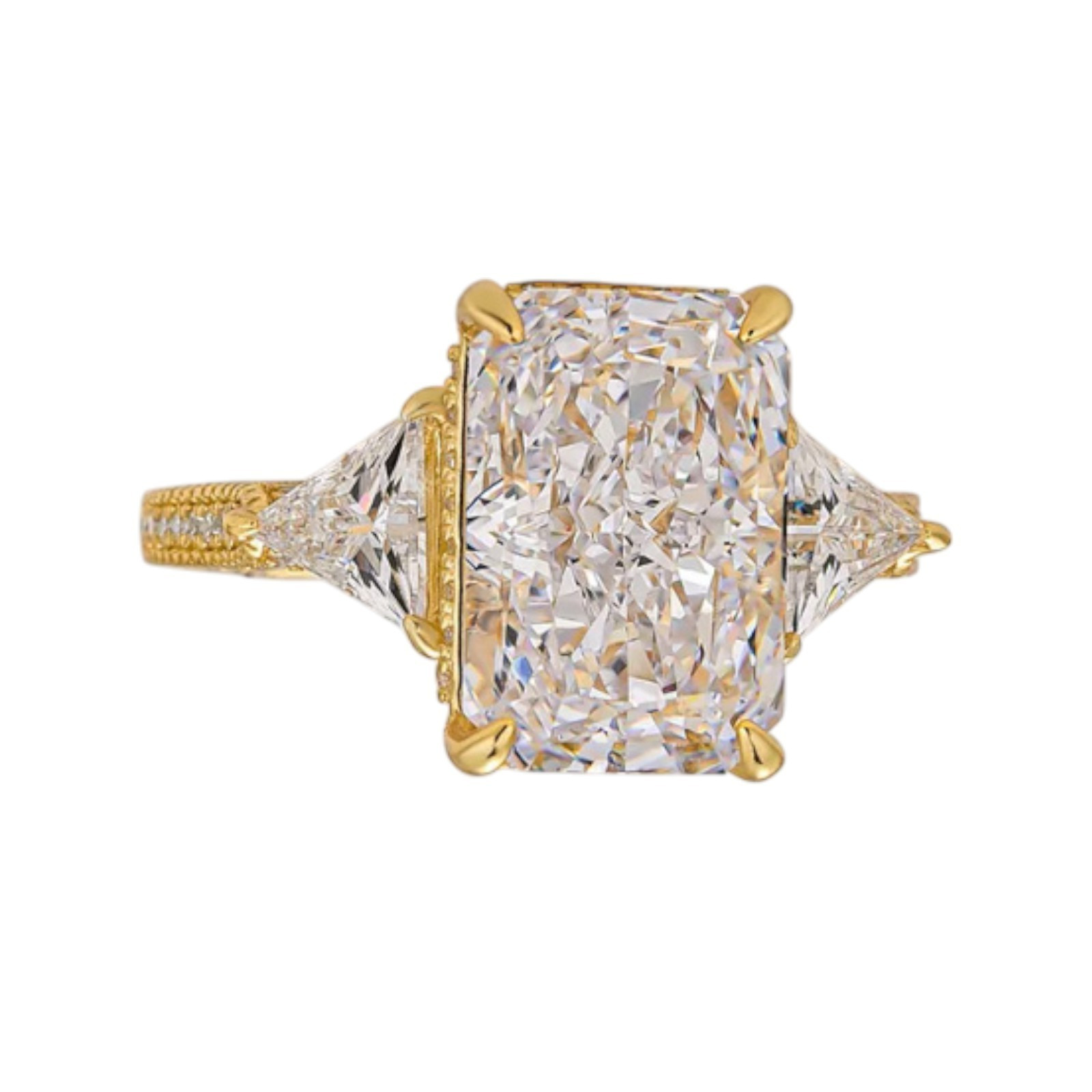 6.45 Ct Radiant Cut IGI Certified Lab Grown Diamond Wedding Ring 14k Yellow Gold