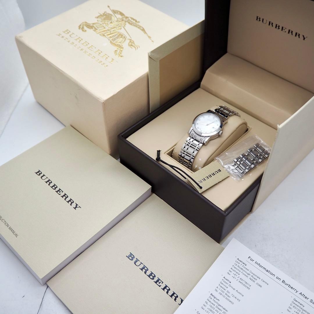 Burberry BU1370 Ladies Watch White Shell Dial Quartz Japan Box 0714634