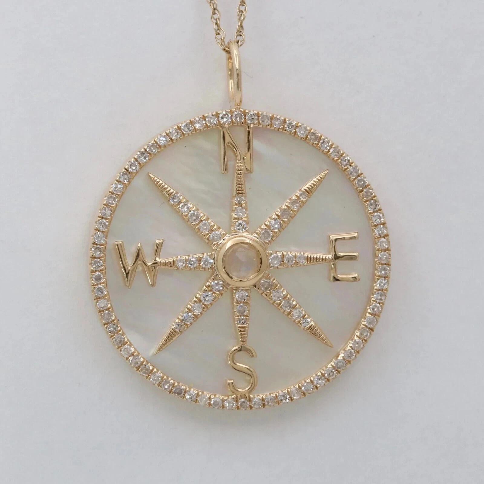 14k Yellow Gold Plated 1.00Ct Lab Created Diamond Women’s Compass Charm Pendant