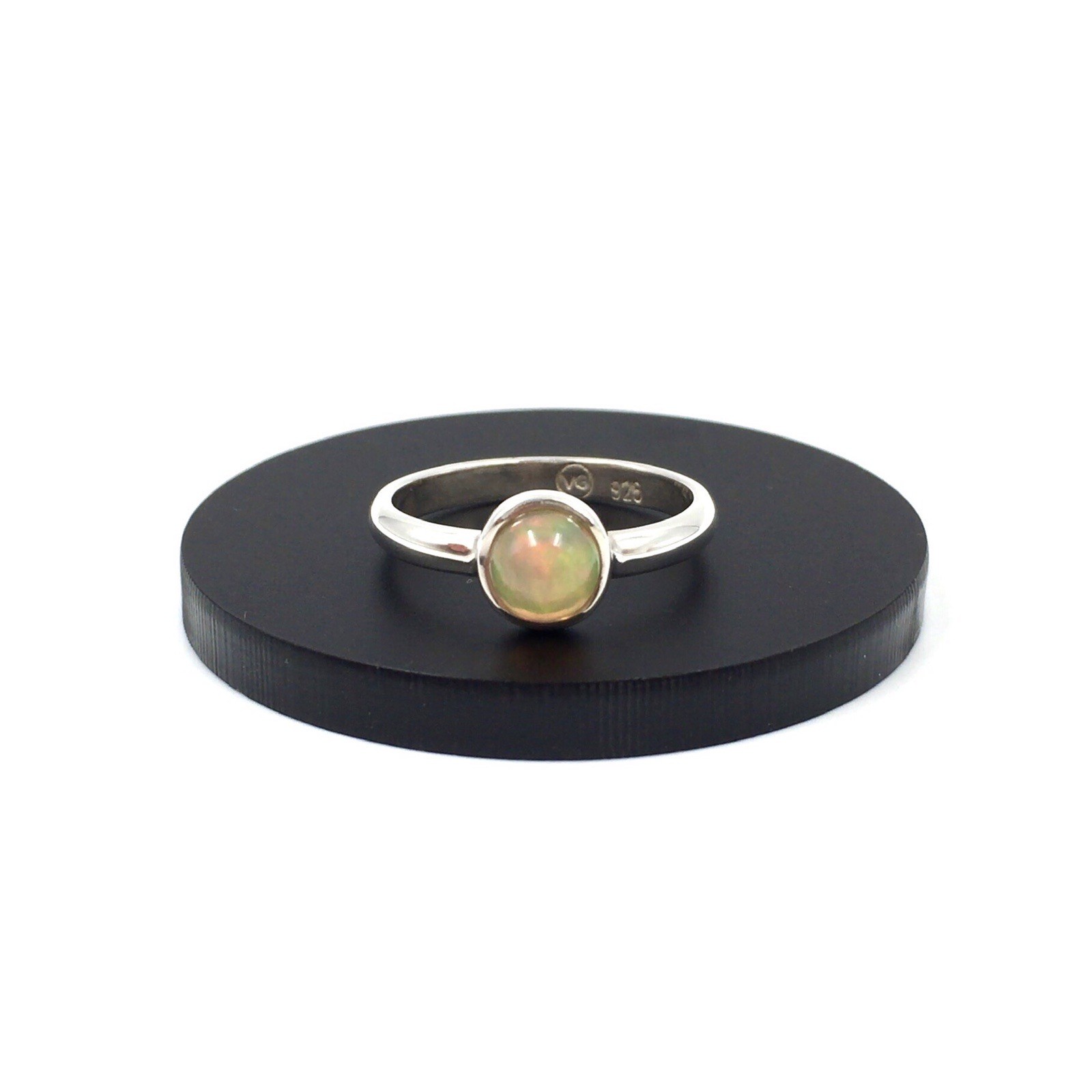 925 Sterling Silver Ring Opal 0.71ct Round Minimal Jewellery Modern 17.8mm 56