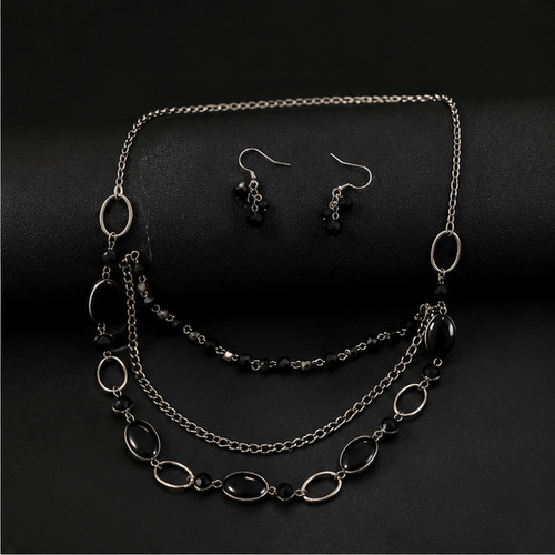 Avon Onyx Necklace And Earring Set Black New In Original Box Fast Shipping