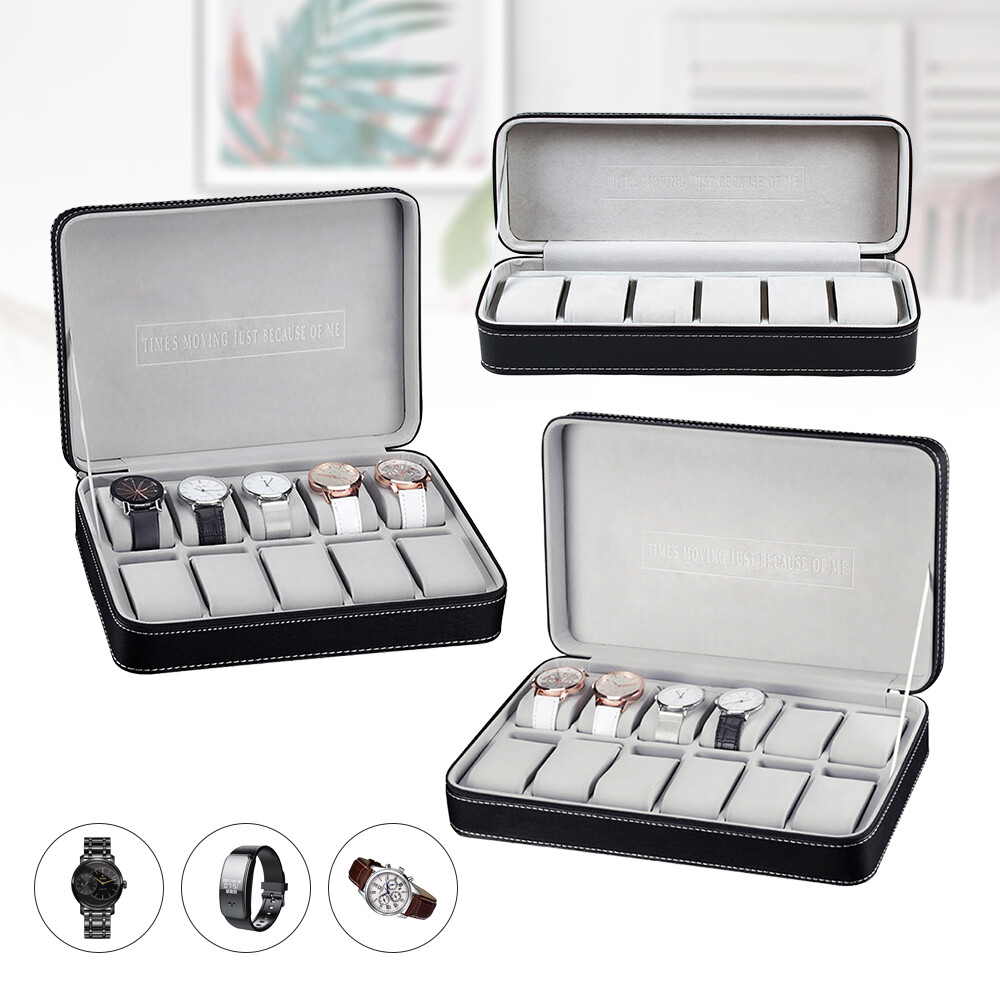 Watch 6/10/12 Slots Jewelry Storage Box Portable Travel Zipper Case Boxes SALE