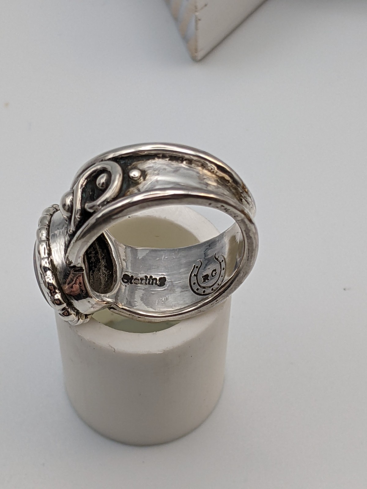 Sterling Silver Ring with Natural Australian coober pedy Opal Size 7 1/2