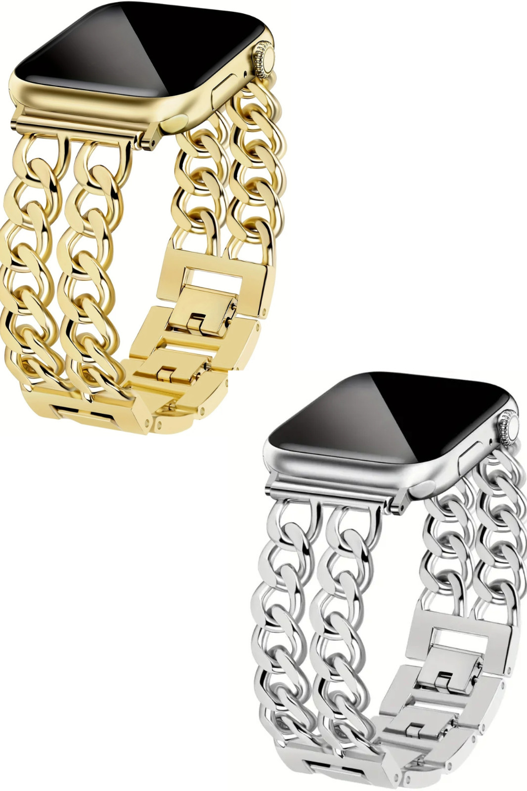 Wide Watch Band Compatible With Apple Watch Band 38mm Gold or Silver Tone