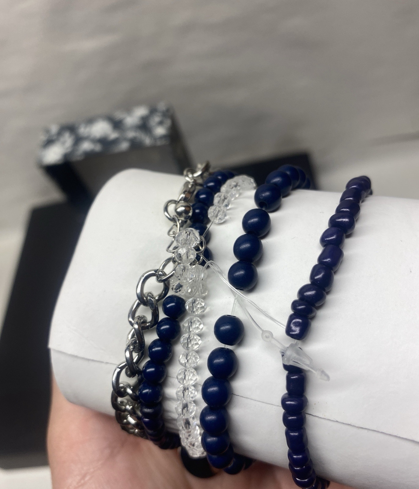 Jessica Carlyle Women Silver Tone Blue Watch Bracelet Bangle Band Set Never Worn