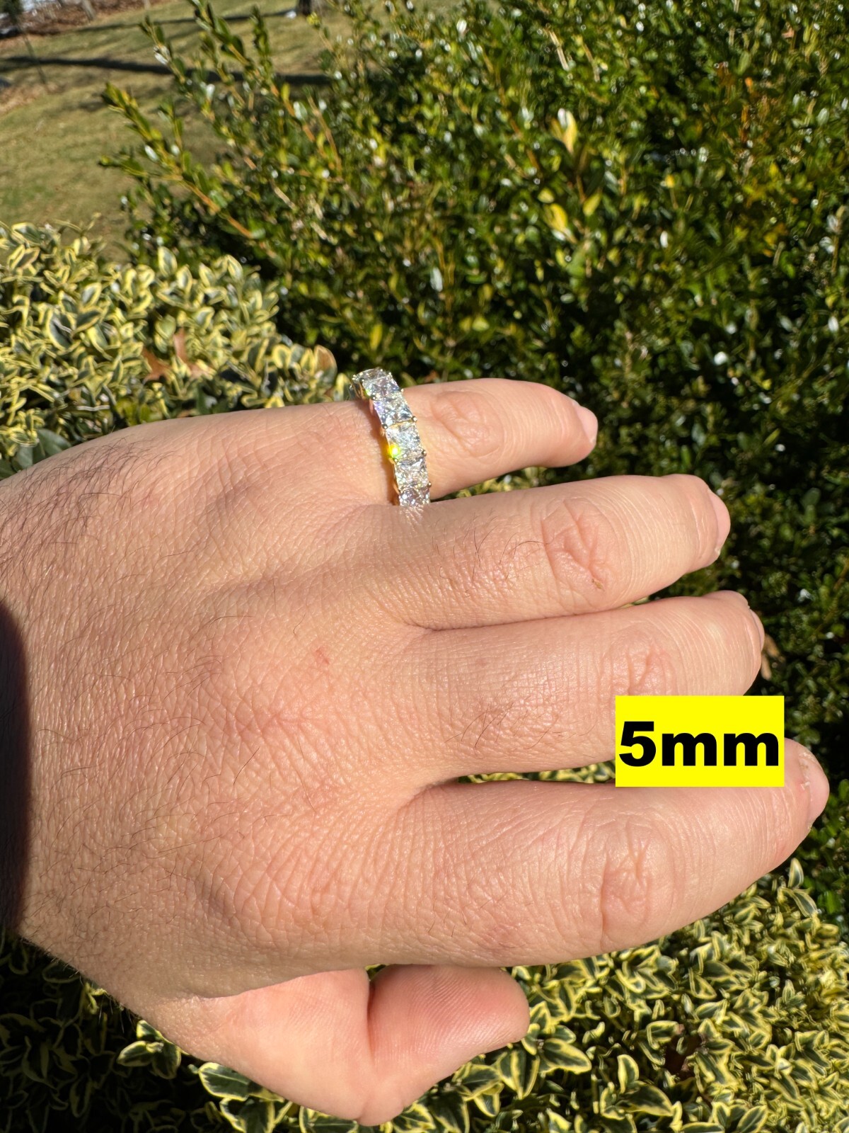 Real Princess Cut Moissanite Eternity Band Wedding Ring 14k Gold Over 925 Silver