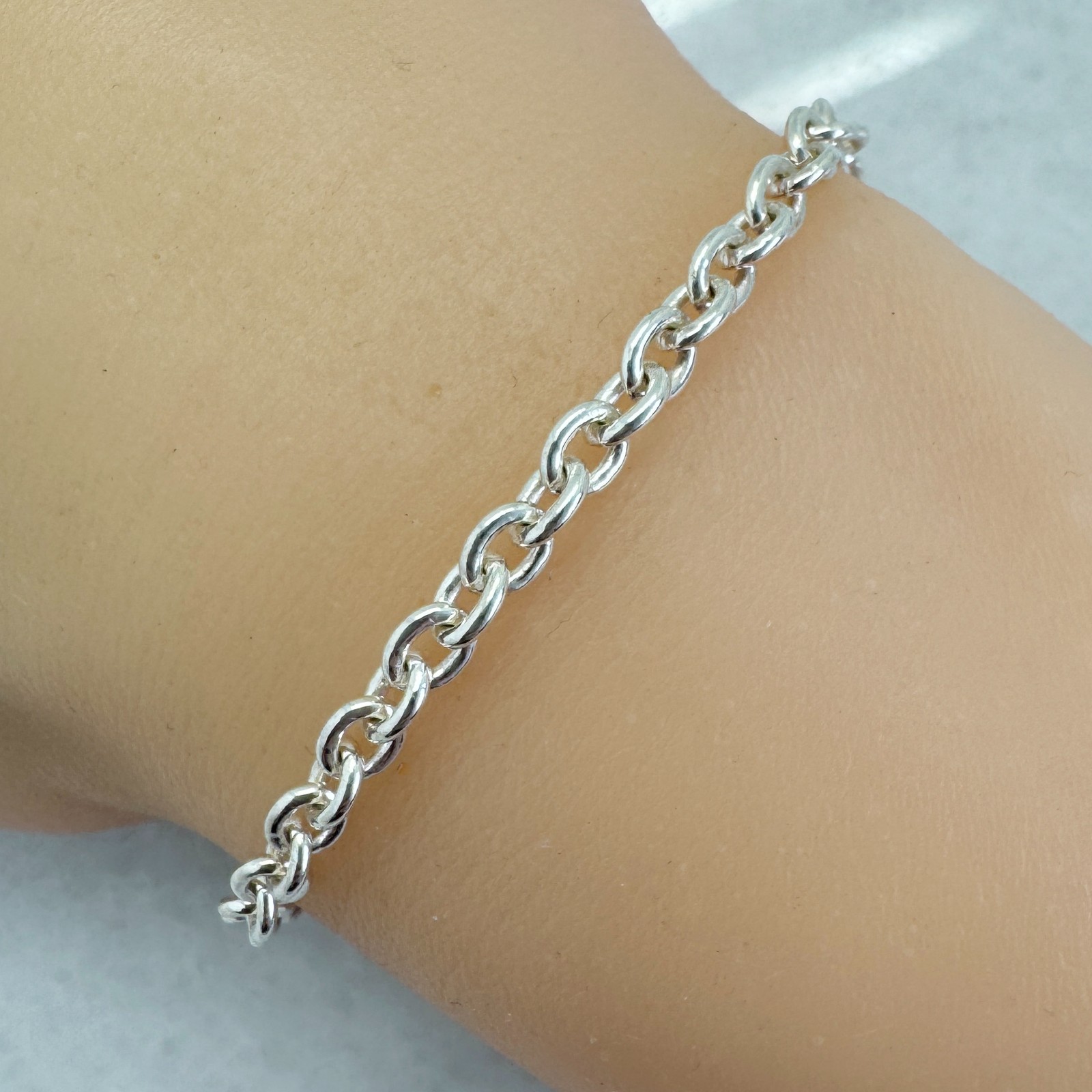 Sterling Silver Chain-Bulk Unfinished Chain 925 -Heavy Oval Cable Chain 5x4mm