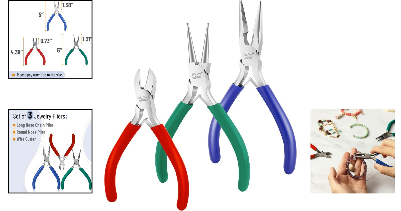 Durable Alloy Steel Jewelry Pliers Set with Ergonomic Handles – 3 Pieces
