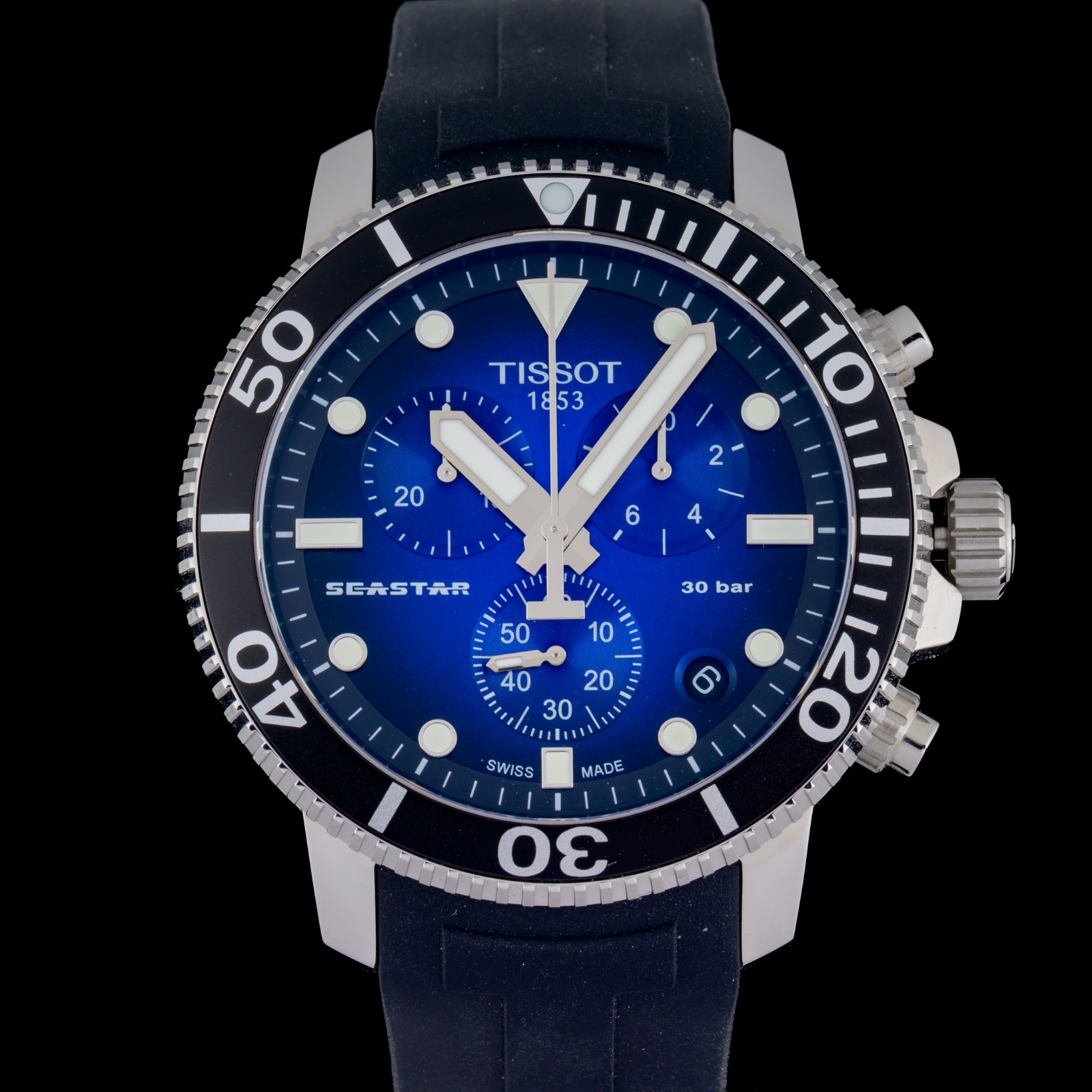 Tissot Seastar 1000 Chronograph Blue T120.417.17.041.00 Mens 45.5mm Watch + Box