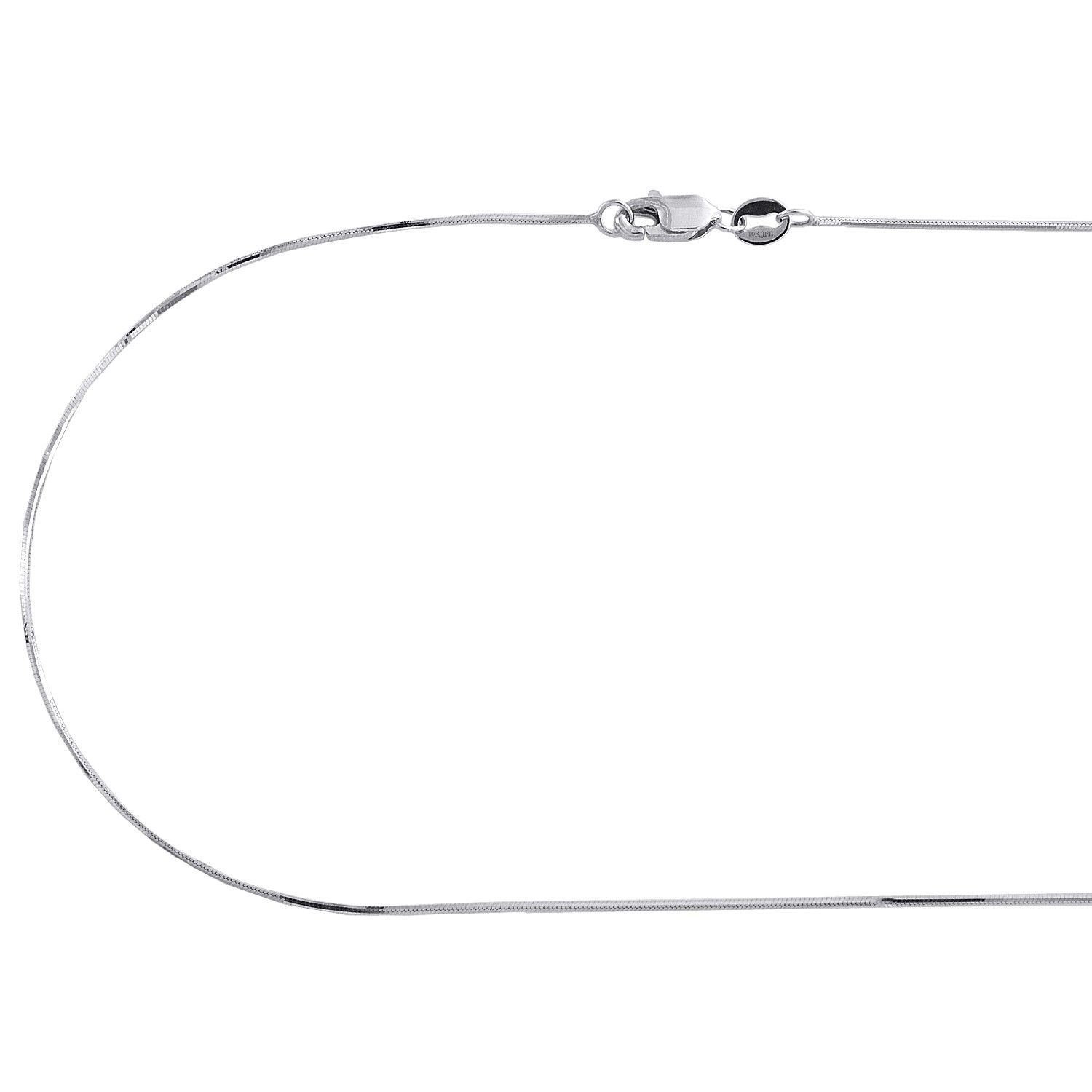 10K White Gold 0.65mm Solid Diamond Cut Round Snake Chain Necklace 16″ – 24″