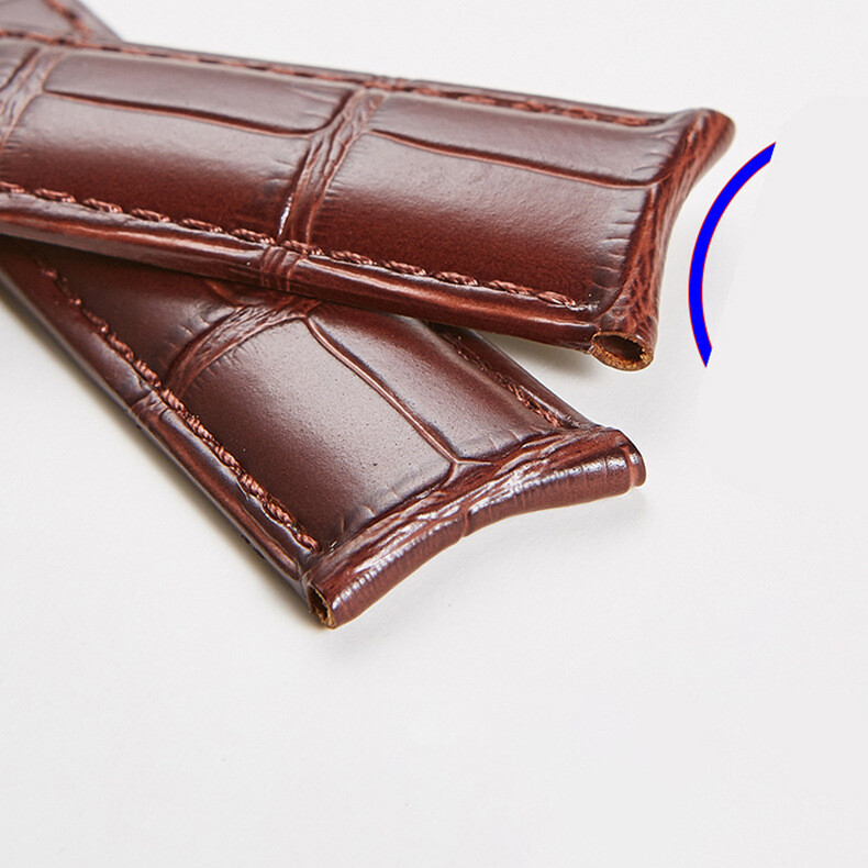 Curved End Genuine Leather Watch Band Replacement Strap Bracelet 20mm 21mm 22mm
