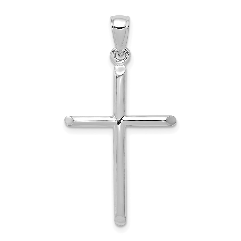 10k White Gold Tubular Cross Pendant L-35.6 mm, W-19 mm