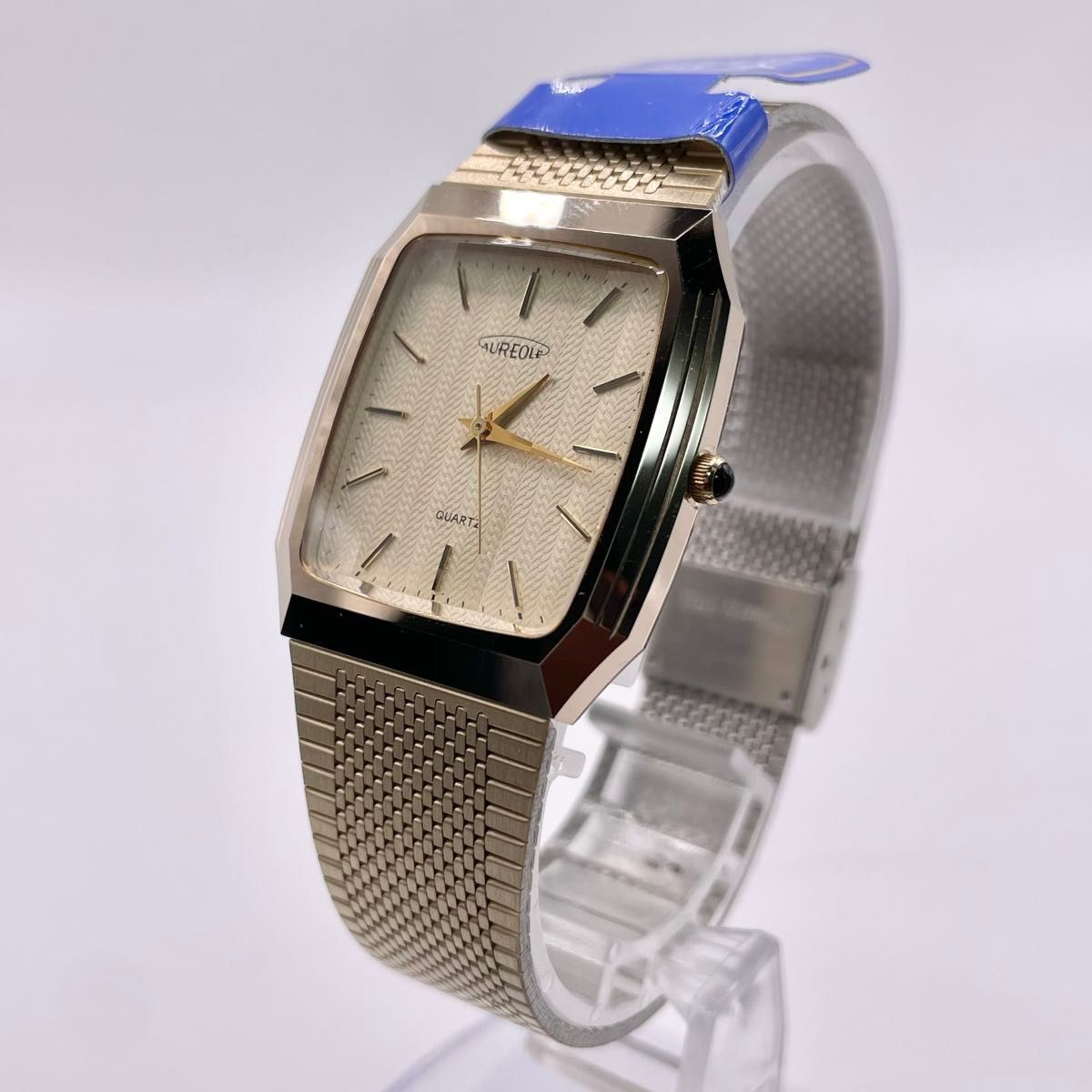 Brand new AUREOLE Quartz Watch Gold Square Cut Glass Men’s