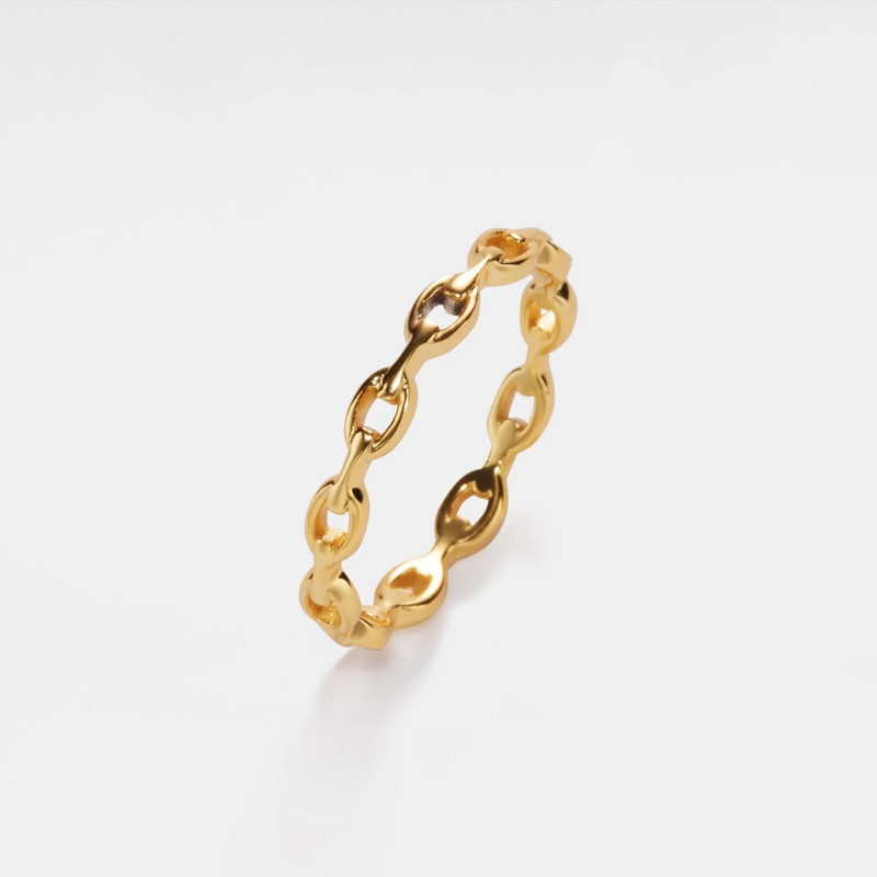 Dainty Gold Chain Link Stacking Band Ring in 925 Sterling Silver