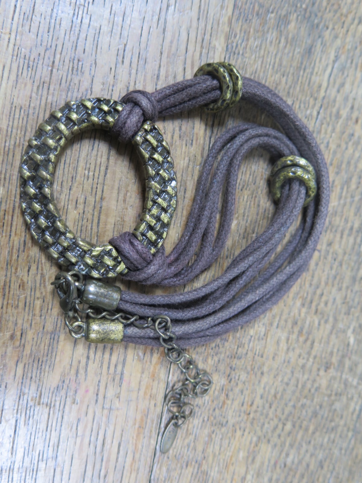 NECKLACE VCLM bronze Tone , Brown Rope type Chain Rare Find