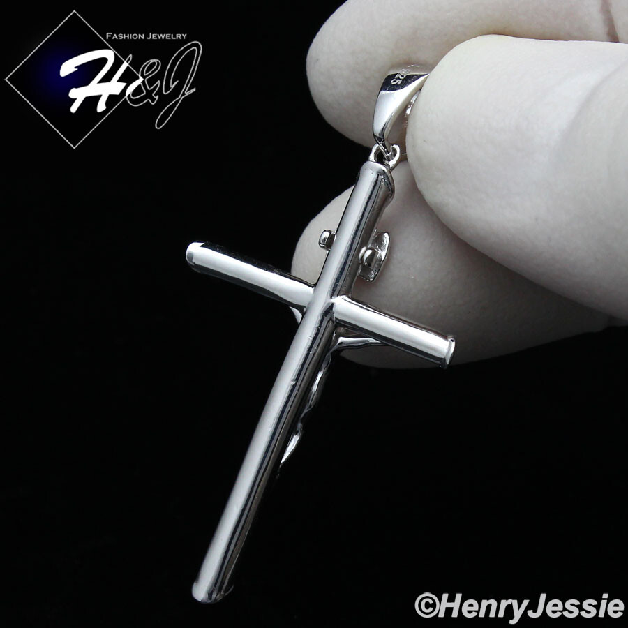 MEN WOMEN SOLID 925 STERLING SILVER JESUS CHRIST CROSS CRUCIFIX PENDANT*SP213