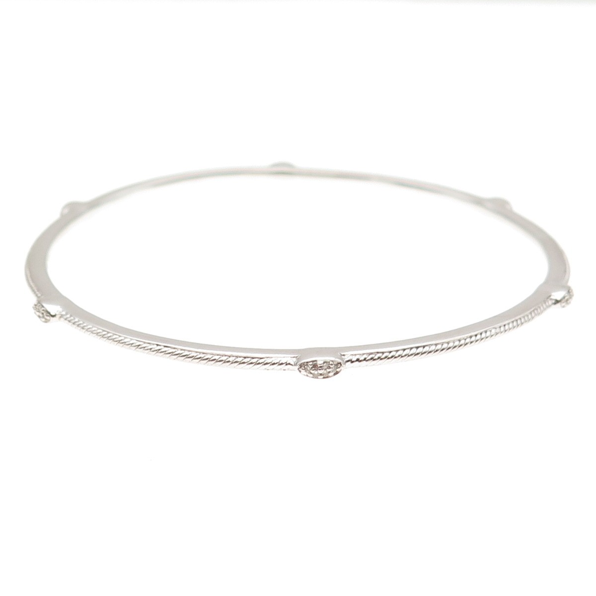 Jane Seymour 925 Sterling Silver Real Diamond Stackable Bangle Bracelet 8.25″